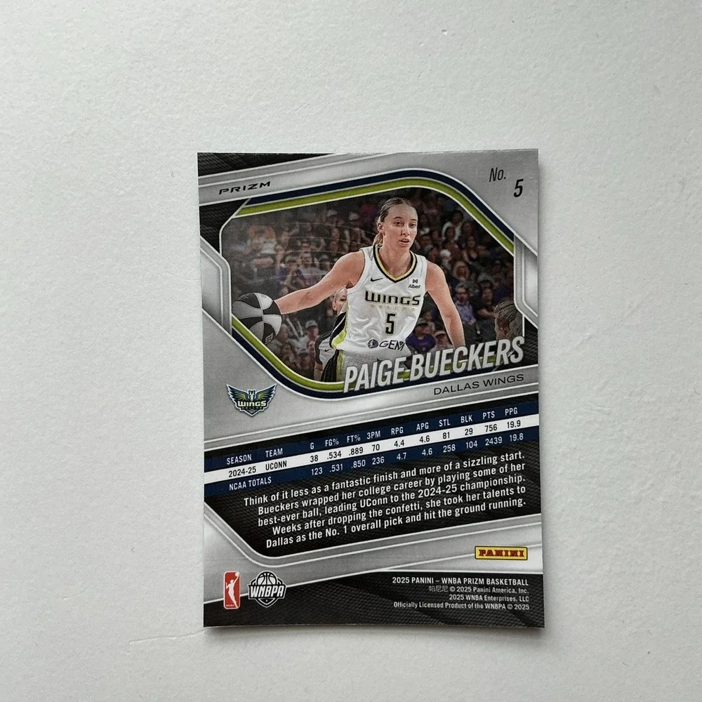 2025 Panini Prizm WNBA #5 Paige Bueckers Blue Velocity Prizm RC Rookie Wings